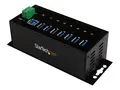 StarTech.com 7-Port USB 3.0 Hub Metal Industrial USB-A Hub with ESD Protection &amp; 350W Surge Protection - Din Rail, Wall or Desk Mountable - TAA Compliant USB Expander Hub (ST7300USBME) - Hub - 7 x SuperSpeed USB 3.0 - DIN-skinnemonterbar, veggmonterbar - DC-str&#248;m - for P/N: ITB20D3250, USB312SAT3CB, USB315CB2M, USBLT1MWS, USBLT2MBR, USBLTM1MBK, USBLTM1MWH