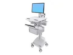 Ergotron StyleView Cart with LCD Pivot, SLA Powered, 2 Tall Drawers Vogn - for LCD-skjerm / PC-utstyr - l&#229;sbar - medisinsk - aluminium, forsinket st&#229;l, kvalitetsplast - skjermst&#248;rrelse: inntil 24&quot; - 66 Ah - blysyre - TAA-samsvar