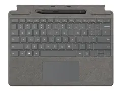 Microsoft Surface Pro Signature Keyboard Tastatur - med styreplate, akselerometer, lagrings- og ladebakke for Surface Slim Pen 2 - Nordisk - platina - kommersiell - med Slim Pen 2 - for Surface Pro 8, Pro X