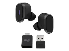 Logitech Zone True Wireless - True wireless-hodetelefoner med mikrofon i &#248;ret - Bluetooth - aktiv st&#248;ydemping - grafitt