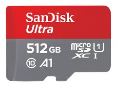 SanDisk Ultra - Flashminnekort (microSDXC til SD-adapter inkludert) 512 GB - A1 / UHS Class 1 / Class10 - microSDXC UHS-I