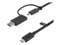 StarTech.com 3ft (1m) USB C Cable w/ USB-A Adapter Dongle, Hybrid 2-in-1 USB C Cable w/ USB-A | USB-C to USB-C (10Gbps/100W PD), USB-A to USB-C (5Gbps), USB-A Host to USB-C DisplayLink Dock Ideal for Hybrid Dock (USBCCADP) - USB-kabel - 24 pin USB-C (hann) til 24 pin USB-C (hann) - 1 m - USB Power Delivery (100 W) - for P/N: DKM30CHDPD, DKM30CHDPDUE