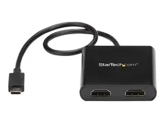 StarTech.com 2-Port Multi Monitor Adapter, USB-C to 2x HDMI Video Splitter, USB Type-C DP Alt Mode to HDMI MST Hub, Dual 4K 30Hz or 1080p 60Hz, Compatible with Thunderbolt 3, Windows Only Multi Stream Transport (MSTCDP122HD) - Adapterkabel - 24 pin USB-C hann til HDMI hunn - 44 m - svart - 4 K 30 Hz (3840 x 2160) st&#248;tte, st&#248;tte for 2560 x 1600 (WQXGA) 60 Hz - for P/N: TB33A1C