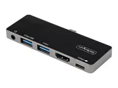 StarTech.com USB C Multiport Adapter, USB-C Mini Dock, USB-C to 4K 60Hz HDMI 2.0, With 100W Power Delivery Pass-Through Charging, 3-Port USB 3.0 Hub, Audio, USB Type-C Multiport Adapter USB-C Travel Dock - Dokkingstasjon - USB-C - HDMI