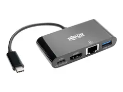 Eaton Tripp Lite Series USB C to HDMI Multiport Video Adapter Converter w/ USB-A Hub, USB-C PD Charging, Gigabit Ethernet Port, USB Type C to HDMI, USB Type-C dokkingstasjon - USB-C - HDMI - 1GbE