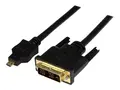 StarTech.com 2m Micro HDMI to DVI-D Cable M/M - 2 meter Micro HDMI to DVI Cable - 19 pin HDMI (D) Male to DVI-D Male - 1920x1200 Video (HDDDVIMM2M) - Adapterkabel - DVI-D hann til 19 pin micro HDMI Type D hann - 2 m - skjermet - svart