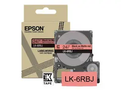 Epson LabelWorks LK-6RBJ - Svart p&#229; matt r&#248;dt Rull (2,4 cm x 8 m) 1 kassett(er) hengeboks - tapepatron - for LabelWorks LW-C610