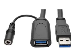 Eaton Tripp Lite Series USB 3.0 SuperSpeed Active Extension Repeater Cable (USB-A M/F), 20M (65.61 ft.) USB-forlengelseskabel - USB-type A (hann) til USB-type A, 3,5 x 1,35 mm DC-jakk (hunn) - USB 3.0 - 20 m - aktiv - svart