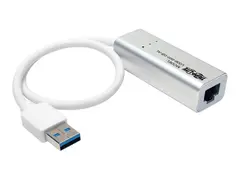 Eaton Tripp Lite Series USB 3.0 SuperSpeed to Gigabit Ethernet NIC Network Adapter RJ45 10/100/1000 Aluminum White Nettverksadapter - USB 3.0 - Gigabit Ethernet - s&#248;lv