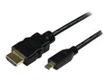 StarTech.com 3m High Speed HDMI&#174; Cable with Ethernet HDMI to HDMI Micro - M/M - 3 Meter HDMI (A) to HDMI Micro (D) Cable (HDADMM3M) - HDMI-kabel med Ethernet - HDMI hann til 19 pin micro HDMI Type D hann - 3 m - skjermet - svart