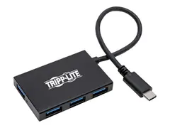 Tripp Lite USB C Hub 4-Port USB-A Compact USB 3.1 Gen 1 Portable Aluminum Housing Thunderbolt 3 Compatible 5 Gbps Hub - 4 x SuperSpeed USB 3.0 - stasjon&#230;r