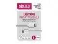 GRATEQ - Lightning-kabel - Lightning hann til 24 pin USB-C hann 2.25 m - hvit - USB Power Delivery (18 W)