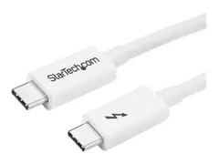 StarTech.com 3.3ft (1m) Thunderbolt 3 Cable, 20Gbps, 100W PD, 4K Video, Thunderbolt-Certified, Compatible w/ TB4/USB 3.2/DisplayPort Thunderbolt-kabel - 24 pin USB-C (hann) til 24 pin USB-C (hann) - USB 3.1 Gen 2 / Thunderbolt 3 / DisplayPort 1.2 - 1 m - 4K-st&#248;tte - hvit - for P/N: CDP2HDUACP, CDP2HDUACPW