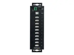 StarTech.com 10-Port Industrial USB 2.0 Hub, Rugged USB Hub w/15kV Air/8kV Contact ESD Level 4 Protection, DIN/Wall/Desk Mountable USB-A Hub, Multiport USB Hub with Locking Ports Metal Construction (USB210AIND-USB-A-HUB) - Hub - industriell - 10 x USB 2.0 - stasjon&#230;r, DIN-skinnemonterbar, veggmonterbar - TAA-samsvar