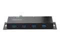 StarTech.com 4-Port Industrial USB 3.0 5Gbps Hub, Rugged USB Hub w/15kV Air/8kV Contact ESD and Surge Protection, DIN/Wall/Desk Mountable USB-A Hub, USB Expansion Hub with Locking Ports Metal Construction (5G4AINDNP-USB-A-HUB) - Hub - industriell - 4 x USB 3.2 Gen 1 - stasjon&#230;r, DIN-skinnemonterbar, veggmonterbar