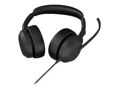 Jabra Evolve2 50 UC Stereo - Hodesett on-ear - Bluetooth - tr&#229;dl&#248;s, kablet - aktiv st&#248;ydemping - USB-C - svart - Zoom Certified, Certified for Microsoft Teams, Cisco Webex Certified, Alcatel-Lucent Certified, Avaya Certified, Unify Certified, Amazon Chime Certified