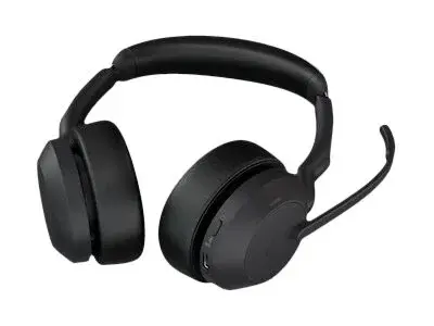 Jabra Evolve2 55 UC Stereo - Hodesett on-ear - Bluetooth - tr&#229;dl&#248;s - aktiv st&#248;ydemping - USB-C - svart - med ladestativ - Zoom Certified, Cisco Webex Certified, Optimized for Microsoft Teams, Alcatel-Lucent Certified, Avaya Certified, Unify Certified, MFi Certified, Amazon Chime Certified