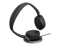 Jabra Evolve2 65 Flex MS Stereo - Hodesett on-ear - Bluetooth - tr&#229;dl&#248;s - aktiv st&#248;ydemping - USB-C - svart - med tr&#229;dl&#248;s ladepute - Certified for Microsoft Teams