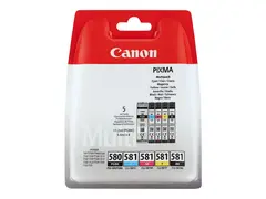 Canon PGI-580BK/CLI-581 BK/C/M/Y Multipack 5-pack - svart, gul, cyan, magenta, pigmentert svart - original - hengeboks - blekkbeholder - for PIXMA TS6251, TS6350, TS6351, TS705, TS8252, TS8350, TS8351, TS8352, TS9550, TS9551