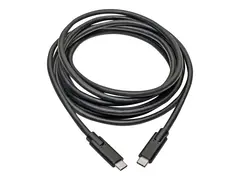 Eaton Tripp Lite Series USB-C Cable (M/M) USB 3.2, Gen 1 (5 Gbps), Thunderbolt 3 Compatible, 10 ft. (3.05 m) - USB-kabel - 24 pin USB-C (hann) til 24 pin USB-C (hann) - USB 3.1 Gen 1 / Thunderbolt 3 - 3.05 m - svart