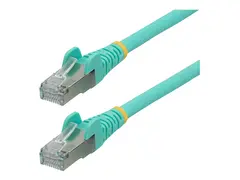 StarTech.com 50cm CAT6a Ethernet Cable Aqua - Low Smoke Zero Halogen (LSZH) - 10GbE 500MHz 100W PoE++ Snagless RJ-45 w/Strain Reliefs S/FTP Network Patch Cord - koblingskabel - 50 cm - akvamarin