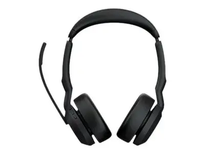 Jabra Evolve2 55 MS Stereo - Hodesett on-ear - Bluetooth - tr&#229;dl&#248;s - aktiv st&#248;ydemping - USB-A - svart - Zoom Certified, Certified for Microsoft Teams, Cisco Webex Certified, Optimert for UC, Alcatel-Lucent Certified, Avaya Certified, Unify Certified, MFi Certified, Google Meet Certified, Amazon Chime Certified, Google Fast Pair Certified