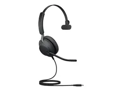 Jabra Evolve2 40 SE UC Mono - Hodesett on-ear - kablet - USB-C - lydisolerende - Optimert for UC