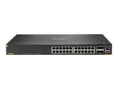 HPE Aruba Networking CX 6200F 24G Class 4 PoE 4SFP 370W Switch Switch - Max. Stacking Distance 10 km - L3 - Styrt - 24 x 10/100/1000 (PoE+) + 4 x 100/1000 SFP - front og side til bakside - rackmonterbar - PoE+ (370 W)