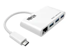 Eaton Tripp Lite series 3-Port USB-C to USB-A Hub Portable w/ Gigabit Ethernet Port RJ45 Hub - 3 x USB 3.1 - stasjon&#230;r