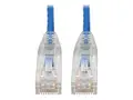 Eaton Tripp Lite Series Cat6 Gigabit Snagless Slim UTP Ethernet Cable (RJ45 M/M), PoE, Blue, 7 ft. (2.13 m) Koblingskabel - RJ-45 (hann) til RJ-45 (hann) - 2.13 m - UTP - CAT 6 - formst&#248;pt, uten hindringer, flertr&#229;det - bl&#229;