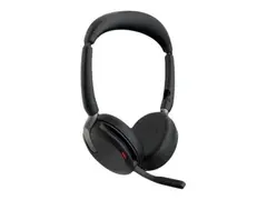 Jabra Evolve2 65 Flex UC Stereo Hodesett - on-ear - Bluetooth - tr&#229;dl&#248;s - aktiv st&#248;ydemping - USB-A - svart - med tr&#229;dl&#248;s ladepute - Optimert for UC