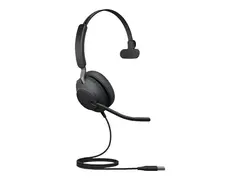 Jabra Evolve2 40 SE UC Mono - Hodesett on-ear - kablet - USB-A - lydisolerende - Optimert for UC