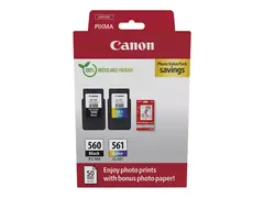 Canon PG-560/CL-561 Photo Value Pack Blank - 2-pack - svart, farge (cyan, magenta, gul) - original - hengeboks - blekkpatron/papirsett - for PIXMA TS5350, TS5350a, TS5350i, TS5351, TS5351a