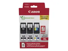 Canon PG-560XL x2/CL-561XL Photo Value Pack Blank - 3-pack - H&#248;y ytelse - svart, farge (cyan, magenta, gul) - original - hengeboks - blekkpatron/papirsett - for PIXMA TS5350, TS5351, TS5352, TS5353, TS7450