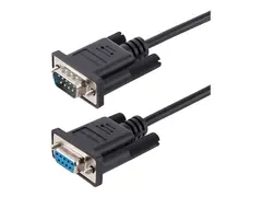 StarTech.com 3m RS232 Serial Null Modem Cable, Crossover Serial Cable w/Al-Mylar Shielding, DB9 Serial COM Port Cable Female to Male, Compatible w/DTE Devices Tool-Less Design w/Thumbscrews, Black, F/M (9FMNM-3M-RS232-CABLE) - Null modem-kabel - DB-9 (hunn) til DB-9 (hann) - 3 m - formst&#248;pt, tommelskruer, overkrysning - svart