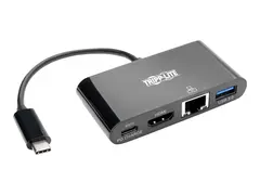 Eaton Tripp Lite Series USB C to HDMI Multiport Video Adapter Converter w/ USB-A Hub, USB-C PD Charging Port &amp; Gigabit Ethernet Port, Thunderbolt 3 Compatible USB Type C to HDMI, USB Type-C dokkingstasjon - USB-C - HDMI - 1GbE