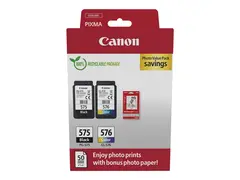 Canon PG-575/CL-576 Photo Paper Value Pack 2-pack - svart, farge (cyan, magenta, gul) - original - hengeboks - blekkpatron/papirsett - for PIXMA TR4750i, TR4751i, TS3550i, TS3551i