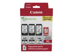 Canon PG-545 XL/CL-546XL Photo Value Pack 3-pack - svart, farge (cyan, magenta, gul) - original - blekkpatron/papirsett