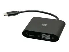 C2G USB C to HDMI &amp; VGA Dual Monitor Adapter 4K 30Hz - Black - Video adapter - USB-C hann til HD-15 (VGA), HDMI hunn - svart - 4K 30Hz st&#248;tte