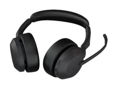 Jabra Evolve2 55 UC Stereo - Hodesett on-ear - Bluetooth - tr&#229;dl&#248;s - aktiv st&#248;ydemping - USB-C, USB-A - svart - med ladestativ - Zoom Certified, Certified for Microsoft Teams, Cisco Webex Certified, Optimert for UC, Alcatel-Lucent Certified, Avaya Certified, Unify Certified, MFi Certified, Google Meet Certified, Amazon Chime Certified, Google Fast Pair Certified