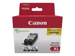 Canon PGI-570PGBK XL Twin Pack 2-pack - 22 ml - XL - svart - original - blekkbeholder - for PIXMA TS5051, TS5053, TS5055, TS6050, TS6051, TS6052, TS8051, TS8052, TS9050, TS9055