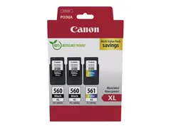 Canon PG-560XL x2/CL-561XL Multi Value Pack 3-pack - H&#248;y ytelse - svart, farge (cyan, magenta, gul) - original - hengeboks - blekkpatron - for PIXMA TS5350, TS5351, TS5352, TS5353, TS7450