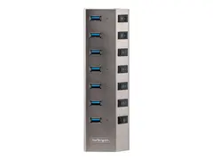 StarTech.com 7-Port Self-Powered USB-C Hub with Individual On/Off Switches, USB 3.0 5Gbps Expansion Hub w/Power Supply, Desktop/Laptop USB-C to USB-A Hub, 7x BC 1.2 (1.5A), USB Type C Hub USB-C/A Host Cables (5G7AIBS-USB-HUB-EU) - Hub - 7 x USB 3.2 Gen 1 - stasjon&#230;r