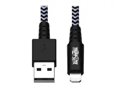 Eaton Tripp Lite Series Heavy-Duty USB-A to Lightning Sync/Charge Cable, MFi Certified M/M, USB 2.0, 6 ft. (1.83 m) - Lightning-kabel - USB hann til Lightning hann - 1.8 m - svart, hvit