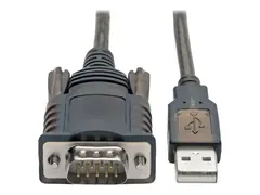 Eaton Tripp Lite Series RS232 to USB Adapter Cable with COM Retention (USB-A to DB9 M/M), FTDI, 5 ft. (1.52 m) USB / seriell-kabel - USB (hann) til DB-9 (hann) - 1.52 m - svart - for P/N: U223-007