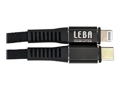 LEBA NoteCable - Lightning-kabel 24 pin USB-C hann til Lightning hann - 1.2 m - svart - up to 480 Mbps, opptil 36 W kraftoverf&#248;ring