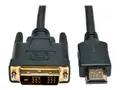 Eaton Tripp Lite Series HDMI to DVI Cable, Digital Monitor Adapter and Video Converter (HDMI to DVI-D M/M), 3 ft. (0.91 m) Adapterkabel - enkeltlenke - HDMI hann til DVI-D hann - 91.4 cm - dobbeltisolert - svart