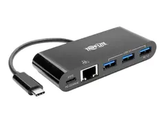 Eaton Tripp Lite series 3-Port USB C hub w/ Gigabit ethernet GbE, USB-C Charging USB Type C USB-C USB 3.1 Hub Hub - 3 x SuperSpeed USB 3.0 + 1 x USB 3.1 + 1 x 1000Base-T - stasjon&#230;r