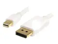 StarTech.com 1m 3 ft White Mini DisplayPort to DisplayPort 1.2 Adapter Cable M/M DisplayPort 4k with HBR2 support - Mini DP to DP Cable (MDP2DPMM1MW) - DisplayPort-kabel - Mini DisplayPort (hann) til DisplayPort (hann) - 1 m - hvit - for P/N: CDP2MDP, CDP2MDPEC, CDP2MDPFC, CDPVDHDMDP2G, CDPVDHDMDPRG, CDPVDHDMDPSG, CDPVDHMDPDP