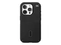 Speck Presidio 2 Grip - Baksidedeksel for mobiltelefon MagSafe-samsvar - svart, hvit, skifergr&#229; - for Apple iPhone 15 Pro